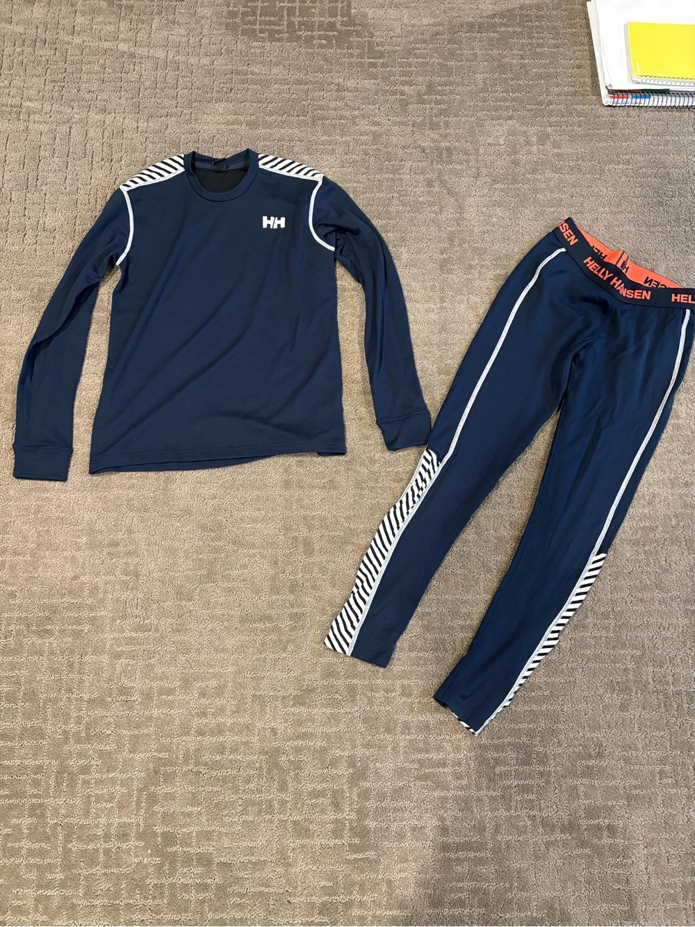 Helly Hansen Navy and White Kids LIFA base layer set